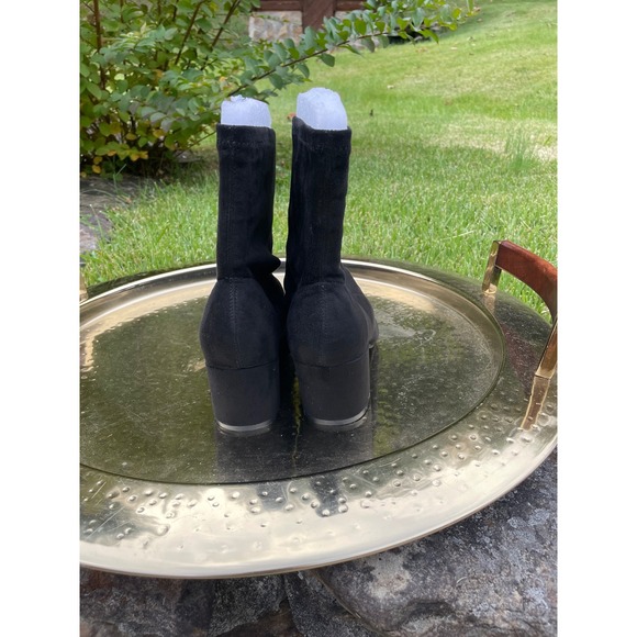 Lulus Black Sock Booties Pointed Toe Block Heel Ankle Boots Shoes 8.5 - Picture 5 of 9